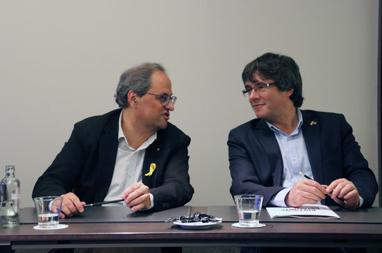 El president Quim Torra i el president a l'exili Carles Puigdemont a Brussel·les