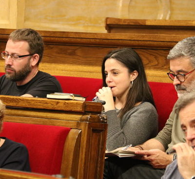 Els diputats de la CUP Vidal Aragonès, Maria Sirvent i Carles Riera