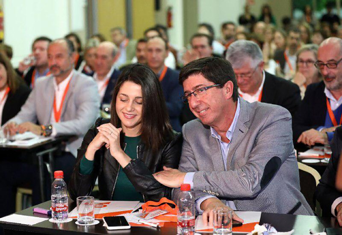 La líder de C's a Catalunya, Inés Arrimadas, i el candidat del partit a la Junta d'Andalusia, Juan Marín