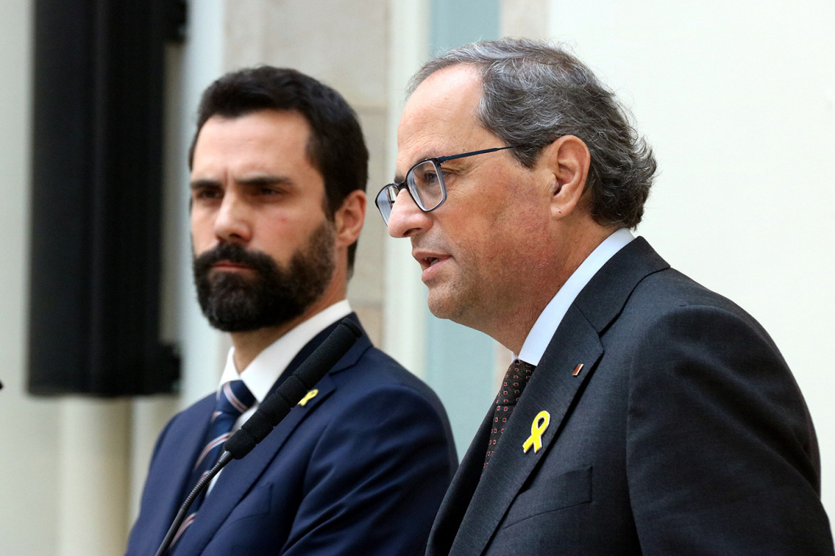 El president de la Generalitat, Quim Torra, i el president del Parlament, Roger Torrent