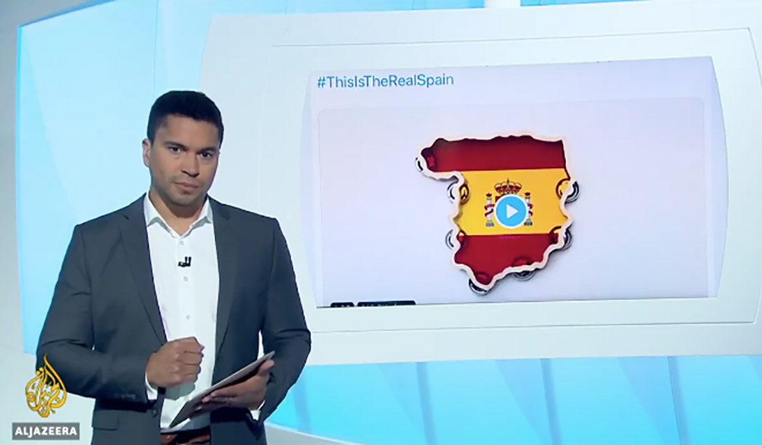 'Al Jazeera' emet un vídeo d'un tuiter independentista/ Twitter @Juanmi_News