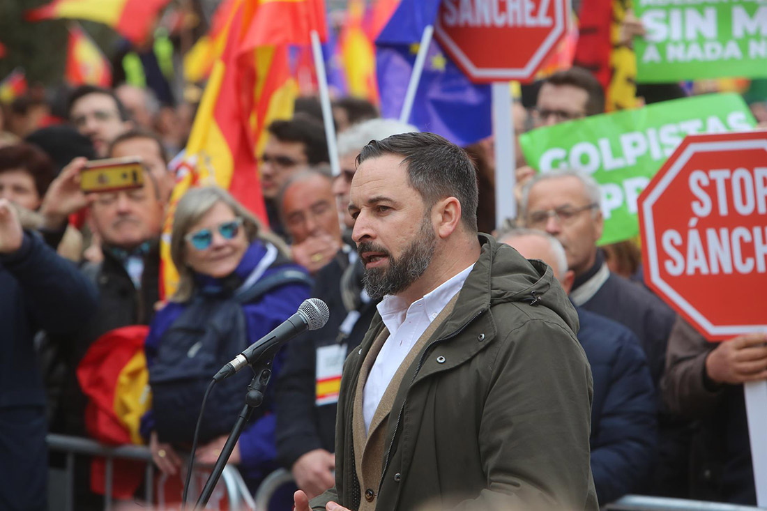 Santiago Abascal (VOX) a la manifestació catalanofòbica de Madrid