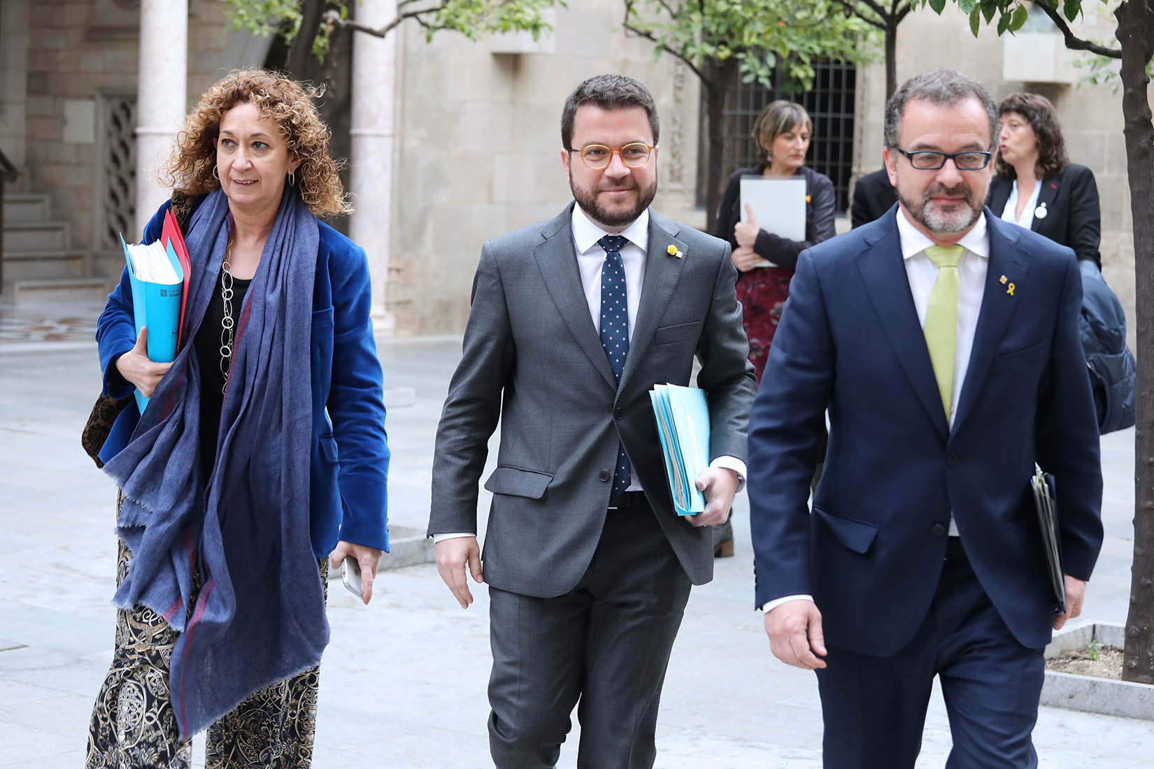Pla conjunt amb el vicepresident del Govern, Pere Aragonès, i els consellers Alfred Bosch i Ester Capella