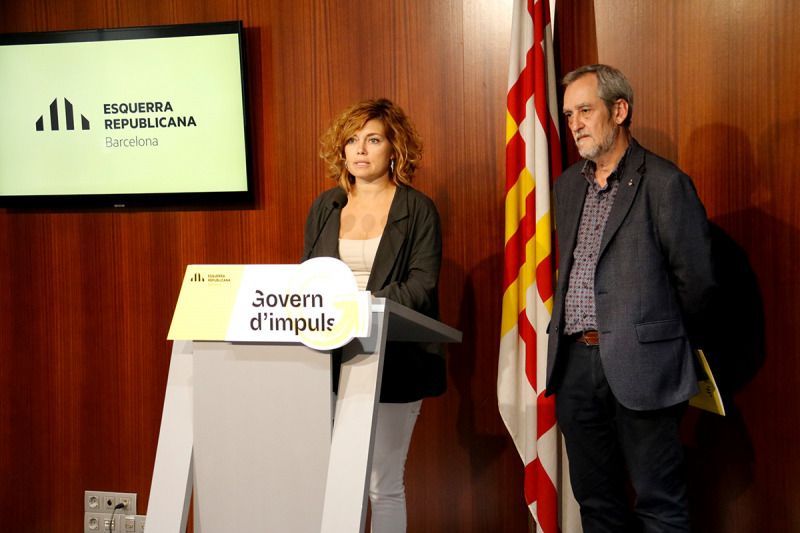 Pla americà amb els portaveus d'ERC al grup municipal de l'Ajuntament de Barcelona, Elisenda Alamany i Jordi Coronas