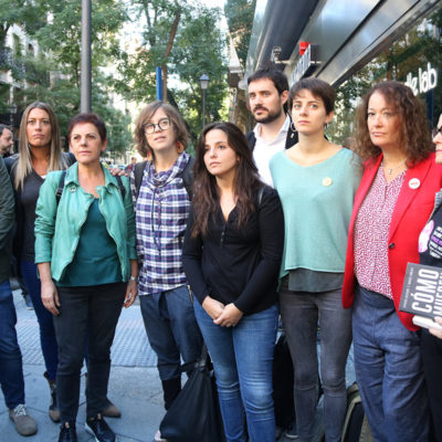 Representants d'ERC, JxCat, la CUP i EH Bildu a la concentració al costat de l'Audiència Nacional en suport als CDR detinguts