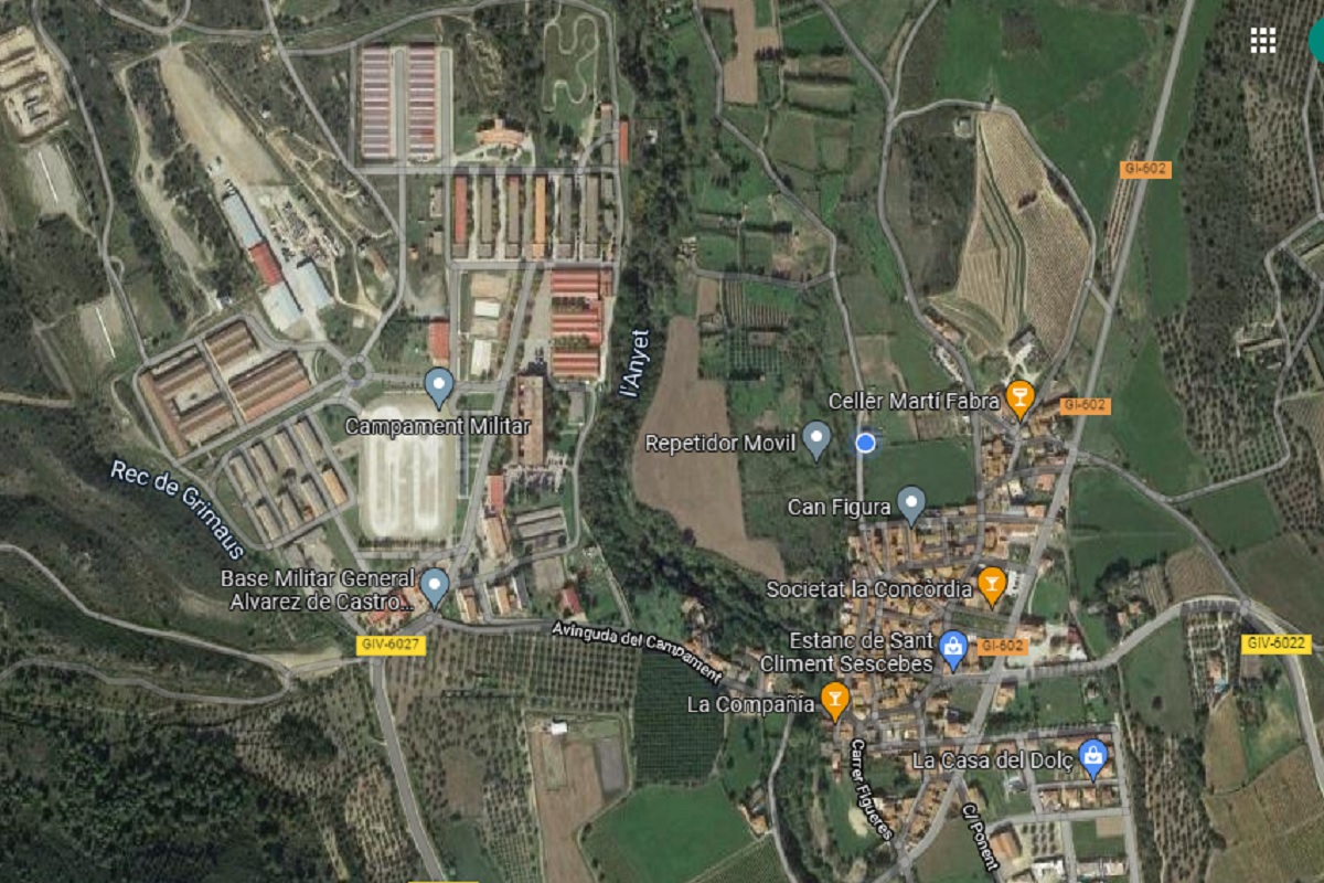 Foto del Google maps on és la magnitud de la base i el nucli del municipi